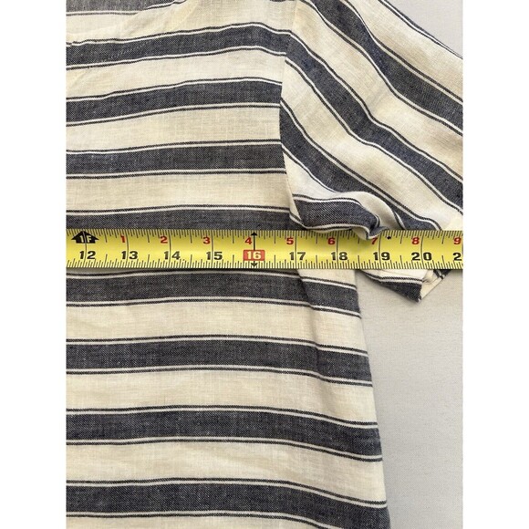 MADEWELL Striped Lace Up Top Size XS Nautical Linen/Cotton Short Sleeve Boxy - Picture 9 of 9